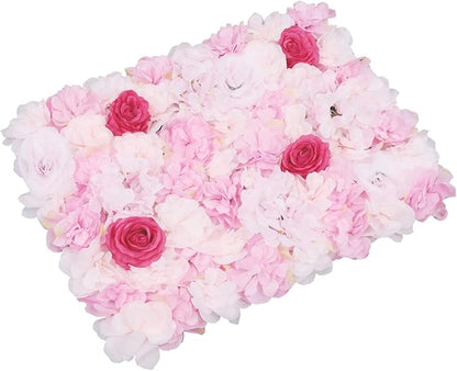 Gdrasuya10 4pcs Realistic Flower Wall Background Artificial Flowers Wall Backdrop Panel 3D Silk Rose Fake Flower Wall Panel Banquet Wedding Party Decor, Photography Background 60 x 40 cm