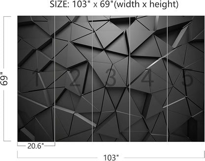 Cliouar-Black Geometric Figures 3D Wallpaper Mural 103" x 69"(Not Self-Adhesive)