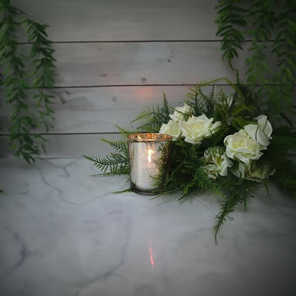 WGV Silver Speckled Tea Light Votive Candle Holder 2.2x2.75, Small Tiny Utility Cylinder Mercury Glass Vase, Home Accent Decor, 1 Pc