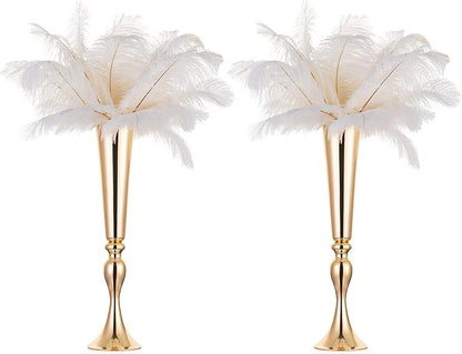 NUPTIO Gold Tall Centerpiece Table: 21.9" Trumpet Vases for Wedding Metal Flower Stand for Party Decorations Set of 2