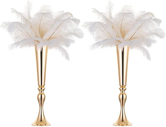 NUPTIO Gold Tall Centerpiece Table: 21.9" Trumpet Vases for Wedding Metal Flower Stand for Party Decorations Set of 2