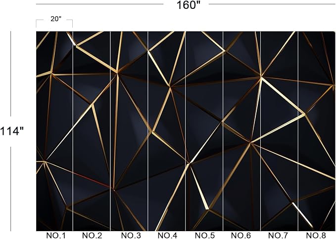 Eierme-Polygonal Pattern Luxury Dark Blue with Gold Abstract Background Peel and Stick 160" x 114"