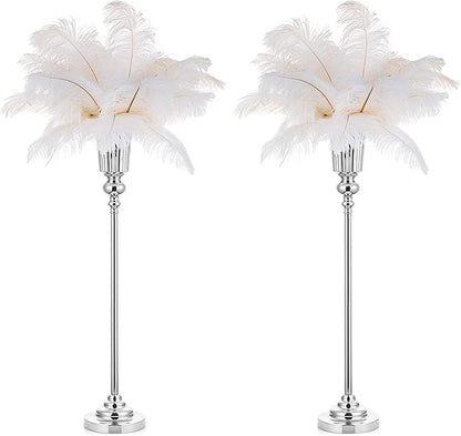 NUPTIO Centerpiece Vase Tall Wedding: 2 Pcs 30.5" Silver Flower Stand for Table Metal Trumpet Vase for Party Decorations