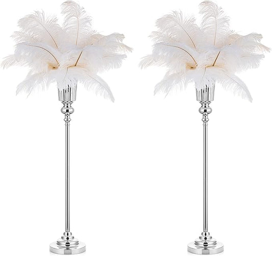 NUPTIO Centerpiece Vase Tall Wedding: 2 Pcs 30.5" Silver Flower Stand for Table Metal Trumpet Vase for Party Decorations