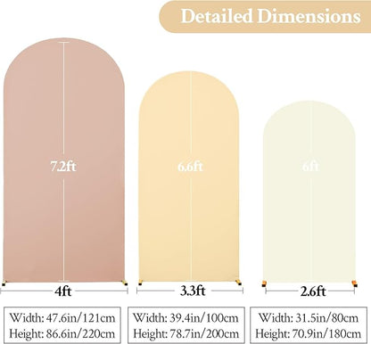 Boho Arch Backdrop Cover 7.2FT 6.6FT 6FT Stretchy Wedding Arch Covers Set of 3 Spandex Fitted Nude Champagne Cream Fabric Backdrop Cover for Party Baby Shower Birthday Decoration