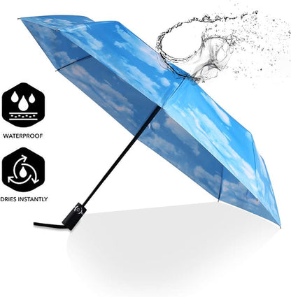 SY COMPACT Travel Umbrella - Windproof Automatic Compact Umbrella, Lightweight Waterproof Design for Backpack, Car & Purse