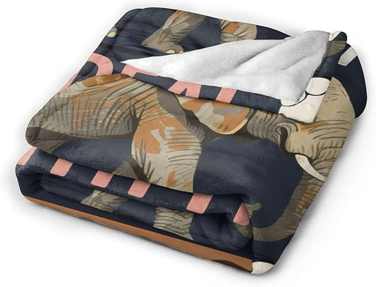 Elephant Blanket Elephants Throw Blanket Animal Soft Cozy Fleece Fuzzy Stuffed Plush Flannel Gifts for Girls Women Boys Kids Adults 60"X80"