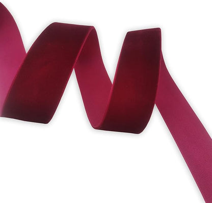 Nylon Velvet Ribbon Single Faced,1 Inch X 25Yards Spool (Wine)