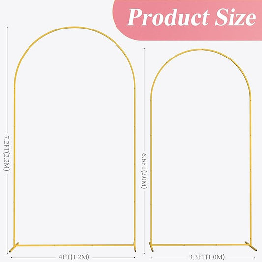 Fomcet Metal Arch Backdrop Stand 7.2FT & 6.6FT Set of 2 Gold Wedding Arch Stand Backdrop Frame for Birthday Party Baby Shower Graduation Ceremony Decoration