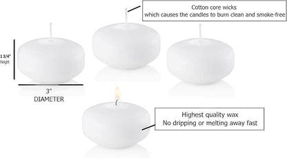D'light Online 3 Inch Extra Large Floating Candles, 13 Hours Extended Burn Time Bulk Pack for Events for Weddings, Spa, Home Decor, Special Occasions and Holiday Decorations (Set of 54, White)