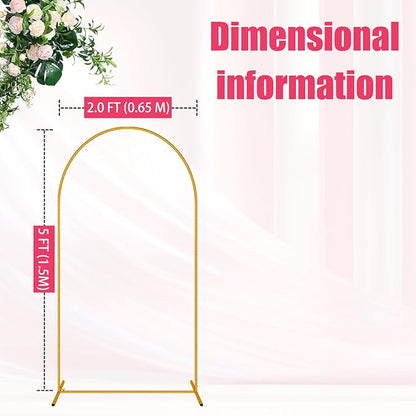 5 FT Arch Backdrop Stand, Metal Background Balloon Arch Stand, Baby Shower Backdrop Arch, Gold Arches for Party Decoration
