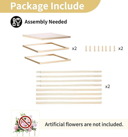 Nuptio Gold Vases for Centerpieces Wedding - 2 Pcs 31.5 inch Tall Metal Flower Vase Flowers Stand for Party Tables Decorations - Elegant Bulk Weddings Decoration Table Geometric Centerpiece Stand
