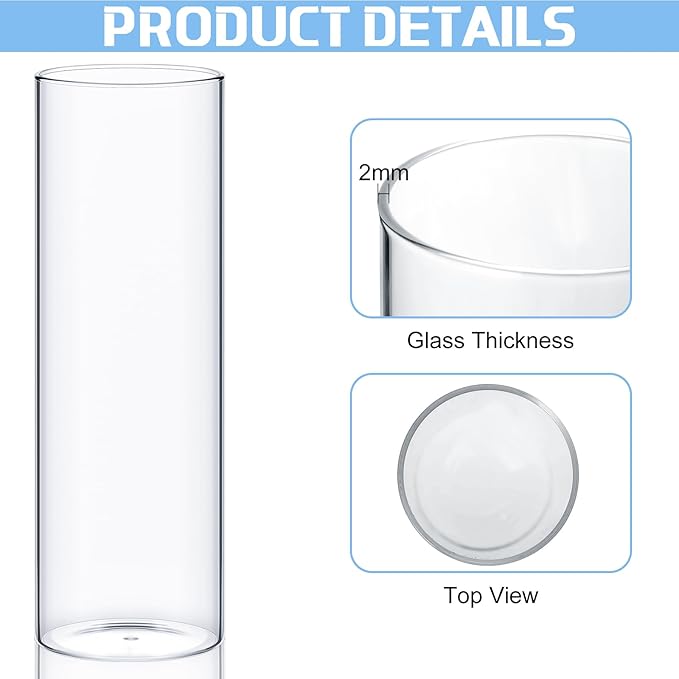 54 Pcs Cylinder Vases Set for Centerpieces, 6/8/10 Inch Tall Clear Glass Vase, Hurricane Floating Candle Holder for Wedding Table Decor, 2.5''/2.7''/3.3''' Diameter (2.5'' X 5'',6'',8'')