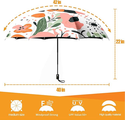 Small Compact Travel Automatic Folding Umbrella for Women, Portable Lightweight, Rain, Wind, UV Sun Shade