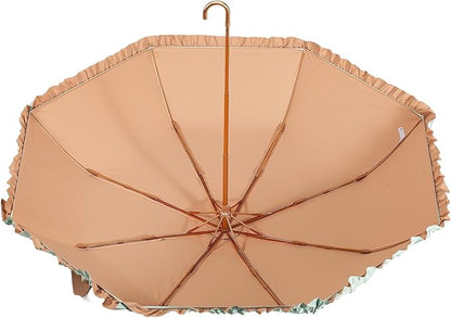 LCY Floral Edge Compact Umbrella Folding Anti-UV Parasol with Hook Handle Sunproof Rainproof & Windproof Umbrella