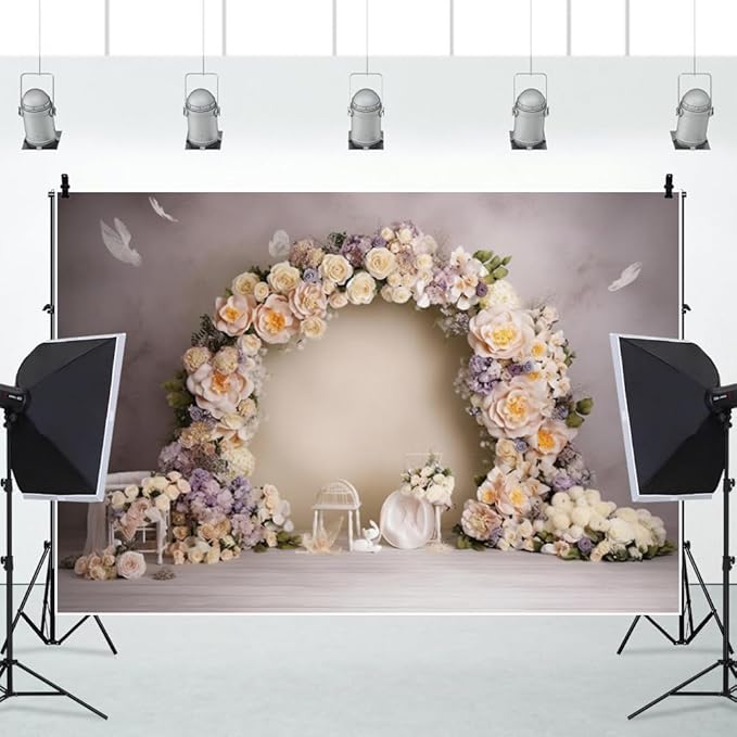 Leowefowa Wedding Flower Wall Backdrop Retro Arch Pink Floral Wall Backdrop Background for Wedding Anniversary Birthday Party Decorations Banner Studio Props 10x5ft Vinyl