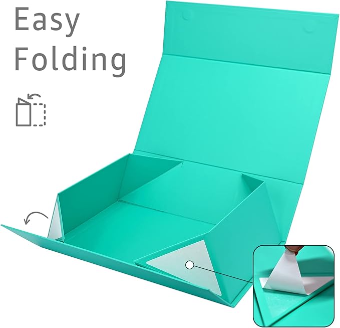 LIFELUM Large Gift Boxes with Lids,5 Pack 13.85 x 8.35 x 4.45 inch Rectangle Collapsible Gift Boxes with Ribbon,Card,Shredded Paper Filler Christmas,Birthdays