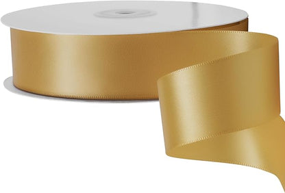 LIUYAXI Old Gold Double Faced Satin Ribbon, 1-1/2" X Continuous 25 Yards, Ribbons Perfect for Gift Wrapping Wedding Bouquet Decor DIY Craft Bow Making & Other Projects