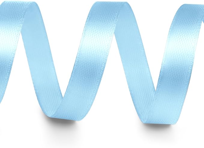 3/8" x 50 Yards Satin Ribbon - Light Blue Silk Ribbon with Spool - Ideal for Gift Wrapping, Floral Bouquets, Crafts, Wedding Party Decorations, Christmas and Sewing Projects