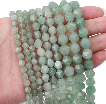 Faceted Natural Green Aventurine Jade Stone Round Beads 6mm 36cm/Strand for Jewelry Making