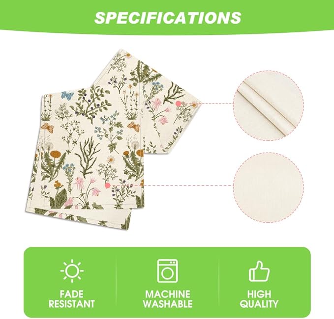Artoid Mode Wildflowers Floral Spring Table Runner, Butterfly Seasonal Summer Kitchen Dining Table Decoration for Home Party Decor 13x60 Inch