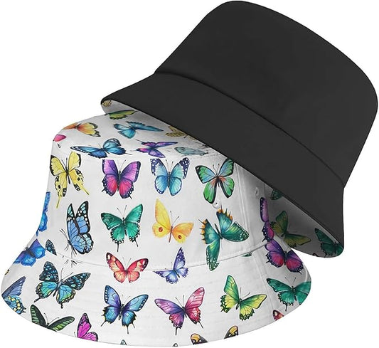 Bucket Hat for Women Men Unisex Sun Cap Packable Outdoor Fisherman Hat Headwear,Reversible Double-Side-Wear