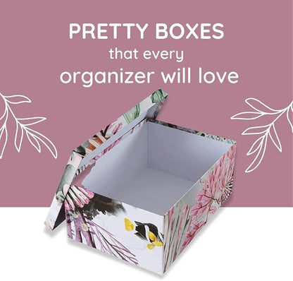 Soul & Lane Ocean Treasures Modern Home Décor Keepsake Boxes - Set of 3: Beach-Themed Photo Storage with Lids, Decorative Cardboard Nesting Gift Containers, Paper Mache Rectangle Boxes