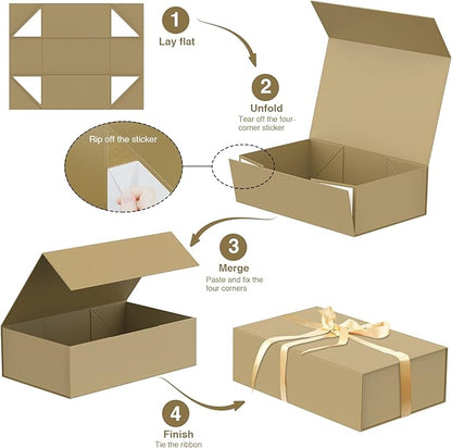 Luxury Large Gift Box 13.8"x9"x4.3" Storage Box Ribbon Magnetic Closure for Luxury Packaging Box for Mother's Day, Birthdays, Bridal Gifts,Weddings