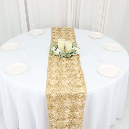 Efavormart Wonderland Rosette Premium Table Runners for Weddings Party Banquets Decor Fit Rectangle and Round Table - Champagne