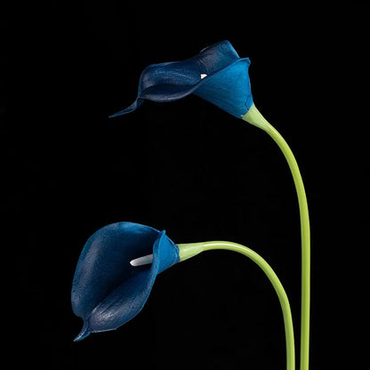 DuHouse 20Pcs Artificial Calla Lily Flower Real Touch Latex Flowers for DIY Wedding Bouquet Party Home Decor (Dark Blue)