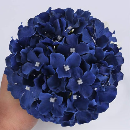 Flojery Silk Hydrangea Heads Artificial Flowers Heads with Stems for Home Wedding Decor,Pack of 10 (Royal Blue)