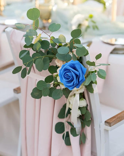JOYLEX Artificial Flowers Realistic Roses, 50pcs Real Looking Fake Roses with Stem for DIY Wedding Bouquets Centerpieces Bridal Shower Party Home Romantic Decorations (Regular 3" - 50pcs, Blue)