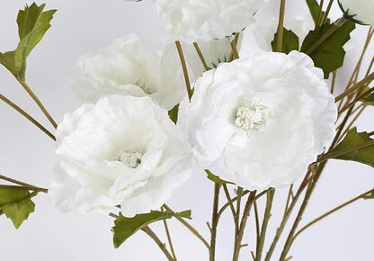 30 Heads 6 PCS White Poppy Flowers Artificial 32 in Silk Poppy Flowers for Wedding Home Party Table Centerpiece Arrangement Decoration (White)