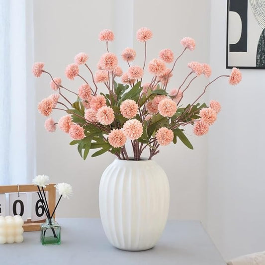 Artificial Flowers for Vases 20.5 Inch 10 Stems，Silk Dried Fake Mums Bouquet Indoor Faux Floral Arrangements for Decoration (Pink)