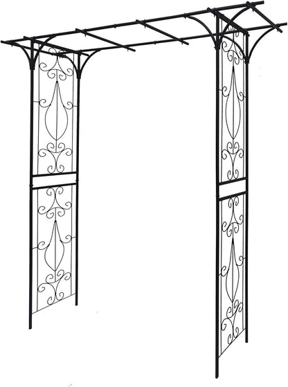 Metal Garden Arch, Assembly Garden Arbor,Trellis Climbing Plants Support, Rose Outdoor Arch,Wedding Arch Party Events Archway (Black, W20.47'' x H81.1)