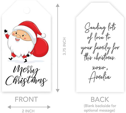 Andaz Press Christmas Holiday Season Classic Gift Tags, Merry Christmas to from Classic Favor Tags, Santa Claus with Christmas Sack Design, for Holiday Events, Parties, and Favors, 60-Pack