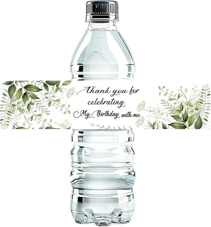 100 Pcs Greenery Floral Birthday Water Bottle Labels Sticker for Party Table Decoration Party Supplies Birthday Gift Ideas for Women Her