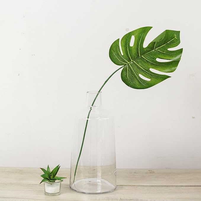 Efavormart 2 Pack 12" Tapered Neck Clear Glass Flower Vase Centerpieces