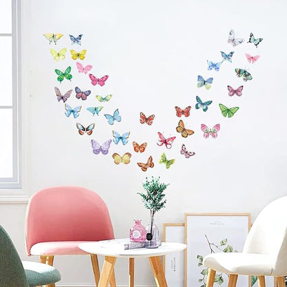 AOWDIAO Watercolor Butterfly Peel and Stick Wall Decals for Girls Bedroom Nursery Room Decor