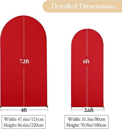 Black Red Arch Backdrop Cover Set of 2 Spandex Arch Covers 7.2 and 6ft Wedding Arch Stand Cover Bridal Baby Shower Photo Stretchy Backdrop Arch Cover Birthday Party Arch Covers