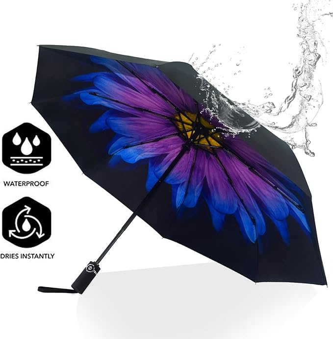 SY COMPACT Travel Umbrella - Windproof Automatic Compact Umbrella, Lightweight Waterproof Design for Backpack, Car & Purse