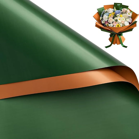 WRAPAHOLIC 20 Sheets Flower Wrapping Paper - 22.4 x 22.4 inch Dark Green Color Water-Resistant Floral Bouquet Wrapping Paper, Florist Supplies Packaging for Wedding Birthday Gift DIY