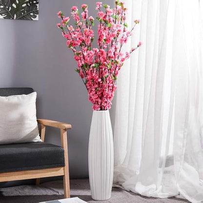 Large Floor Ceramic Tall Vase 28 Inches,White Modern Flower Tall Vases for Office, Home,Farmhouse,Living Room Décor,Simple Origami Design Fall Decorative Porcelain Flower Arrangement Vase Ideal Gift