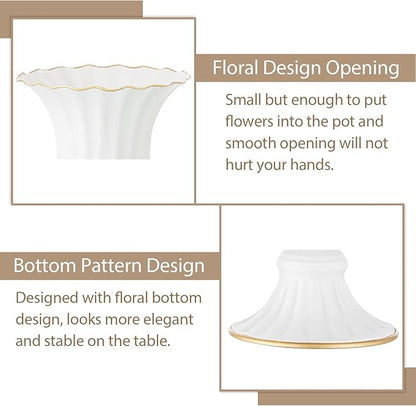 Sziqiqi Metal Vases for Fake Flowers Rustic White Flower Pot for Indoor Outdoor Elegant Floral Plant Holder for Garden Wedding Home Farmhouse Decor 9in