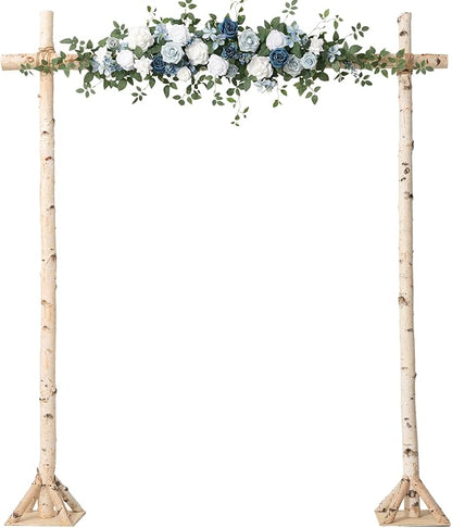 Ling's moment Wedding Arch Flowers - 6.5FT Floral Garland for Ceremony Arbor Backdrop Decoration - Artificial Rose Floral Swag for Sweetheart Table Birthday Party, Baby Shower, Dusty Blue Navy
