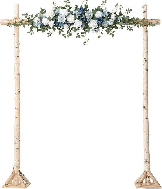 Ling's moment Wedding Arch Flowers - 6.5FT Floral Garland for Ceremony Arbor Backdrop Decoration - Artificial Rose Floral Swag for Sweetheart Table Birthday Party, Baby Shower, Dusty Blue Navy
