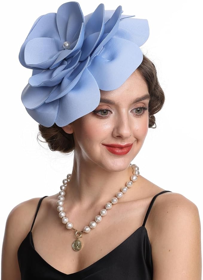 Feather Fascinator for Women - Vintage with Headband and Clip Tea Party Headwear