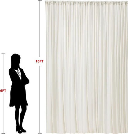 30x10ft Wrinkle Free Ivory Backdrop Curtain for Parties Soft Fabric Drapes Wedding Ivory Curtain Backdrop for Birthday Party Decorations Background for Photography 5x10ft,6 Panels