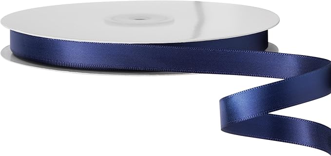 LIUYAXI Navy Blue Sain Ribbon, 1/2" X Continuous 50 Yards, Double Faced Fabric Ribbon Perfect for Gift Wrapping Wedding Christmas Birthday Floral Arrangement Craft