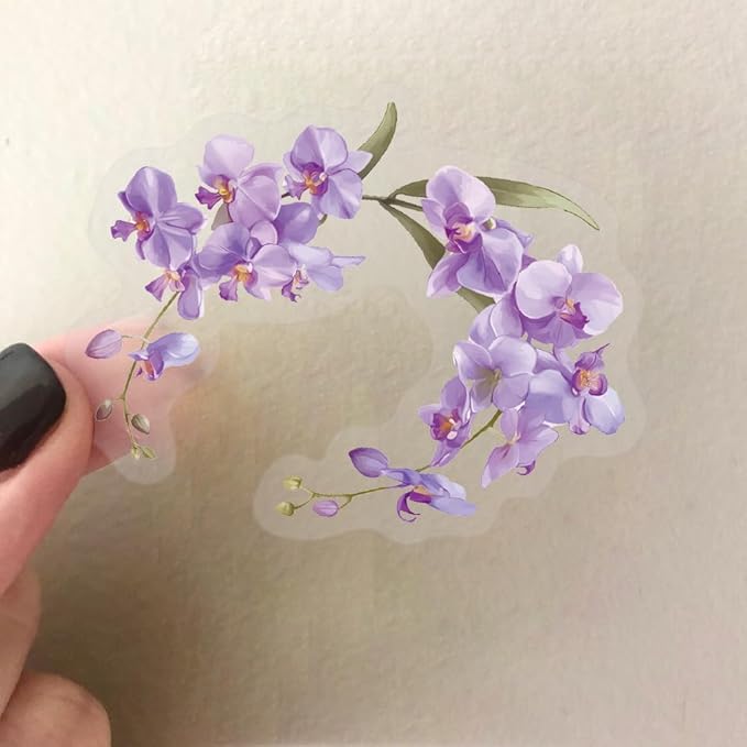 Flower Sticker,50 Pcs Waterproof Transparent Wildflower Stickers for Water Bottles, Laptop, Notebook,Scrapbooks, Journals, Planners, DIY Decoration - Assorted Floral Designs